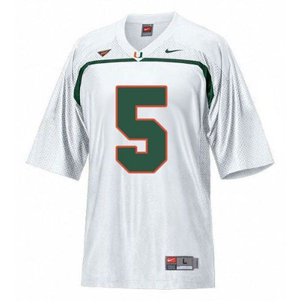 Miami Hurricanes #5 Andre Johnson White Football Jersey