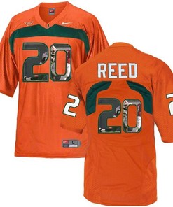 Miami Hurricanes Ed Reed Orange Printing Player Portrait Football Jersey
