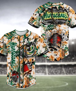 Miami Hurricanes NCAA Baseball Jersey Shirt Skeleton