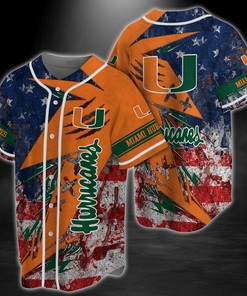 Miami Hurricanes NCAA Baseball Jersey Shirt US Flag