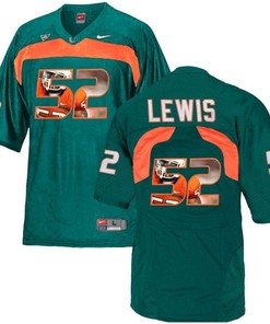 Miami Hurricanes Ray Lewis Green Printing Player Portrait Football Jersey