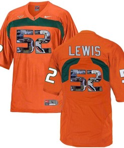 Miami Hurricanes Ray Lewis Orange Printing Player Portrait Football Jersey