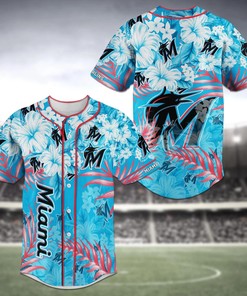 Miami Marlins MLB Baseball Jersey Shirt Flower