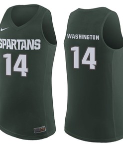 Michigan State Spartans Green Brock Washington College Basketball Jersey