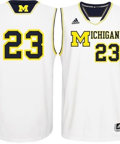 Michigan Wolverines #23 White Basketball Jersey