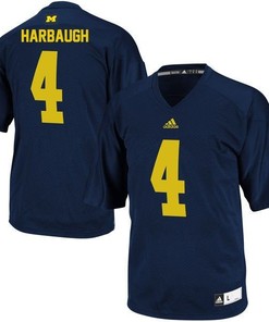 Michigan Wolverines #4 Jim Harbaugh Navy Football Jersey