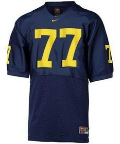 Michigan Wolverines #77 Jake Long Blue Football Jersey