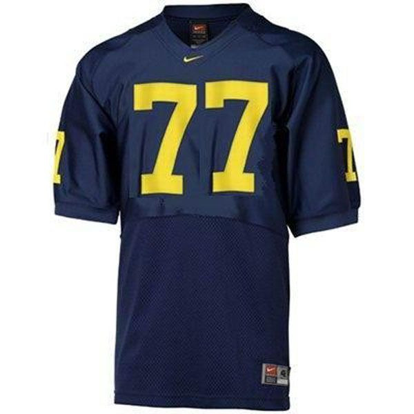 Michigan Wolverines #77 Jake Long Blue Football Jersey