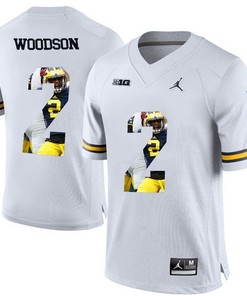Michigan Wolverines Charles Woodson White Printing Player Portrait Football Jersey