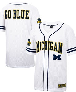 Michigan Wolverines Colosseum Free Spirited Baseball Jersey - White/navy Ncaa