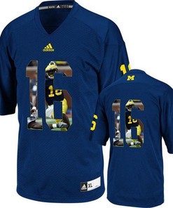 Michigan Wolverines Denard Robinson Navy Blue Printing Player Portrait Football Jersey