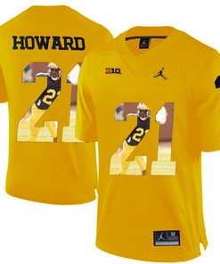 Michigan Wolverines Desmond Howard Yellow Printing Player Portrait Football Jersey