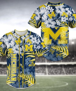 Michigan Wolverines NCAA Baseball Jersey Shirt Flower