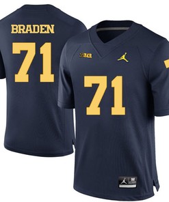 Michigan Wolverines Navy Blue Ben Braden Football Jersey