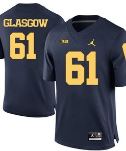 Michigan Wolverines Navy Blue Graham Glasgow Football Jersey