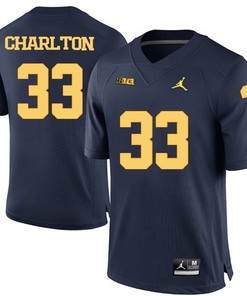 Michigan Wolverines Navy Blue Taco Charlton Football Jersey
