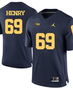 Michigan Wolverines Navy Blue Willie Henry Football Jersey