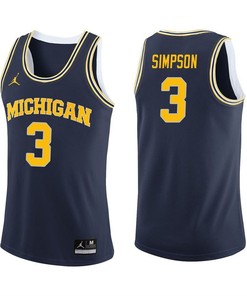 Michigan Wolverines Navy Zavier Simpson Basketball Jersey