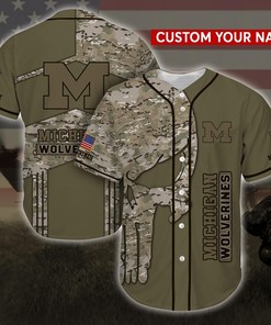 Michigan Wolverines Personalized Baseball Jersey Shirt Camo