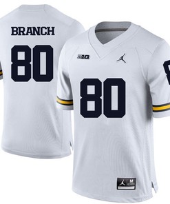 Michigan Wolverines White Alan Branch Football Jersey