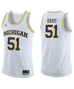 Michigan Wolverines White Austin Davis Basketball Jersey