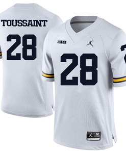 Michigan Wolverines White Fitzgerald Toussaint Football Jersey