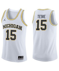 Michigan Wolverines White Jon Teske Basketball Jersey