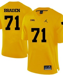 Michigan Wolverines Yellow Ben Braden Football Jersey