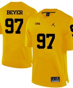 Michigan Wolverines Yellow Brennen Beyer Football Jersey
