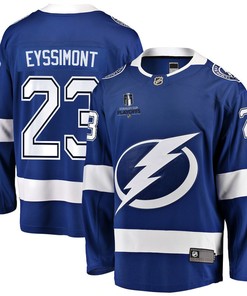 Mikey Eyssimont 23 Tampa Bay Lightning Stanley Cup 2023 Playoffs Patch Home Breakaway Men Jersey - Blue