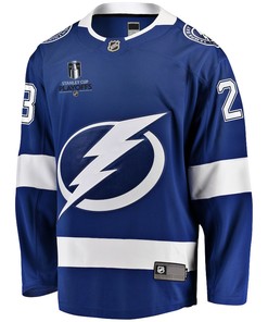 Mikey Eyssimont 23 Tampa Bay Lightning Stanley Cup 2023 Playoffs Patch Home Breakaway Men Jersey - Blue