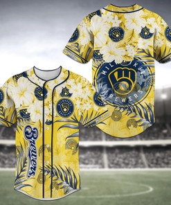 Milwaukee Brewers MLB Baseball Jersey Shirt Flower