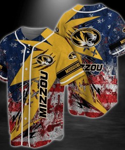 Missouri Tigers NCAA Baseball Jersey Shirt US Flag