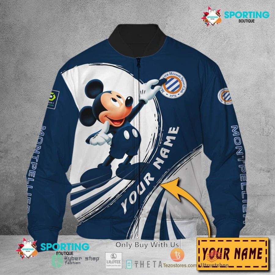 Montpellier Herault SC Custom Name Mickey Mouse Bomber Jacket