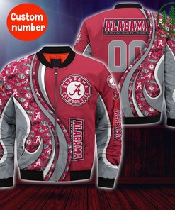 NCAA Alabama Crimson Tide Custom Number Bomber Jacket V14