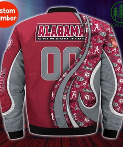 NCAA Alabama Crimson Tide Custom Number Bomber Jacket V14