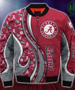 NCAA Alabama Crimson Tide Custom Number Bomber Jacket V14