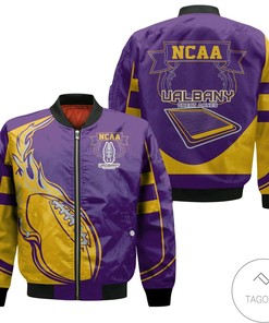NCAA Albany Great Danes Fire Football Bomber Jacket