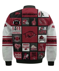 NCAA Arkansas Razorbacks Custom Name Black Bomber Jacket