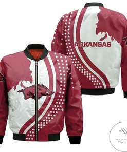 NCAA Arkansas Razorbacks USA Map Bomber Jacket