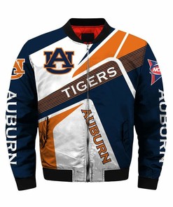 NCAA Auburn Tigers Navy Blue Orange Bomber Jacket V2