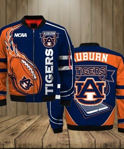 NCAA Auburn Tigers Navy Blue Orange Bomber Jacket V3
