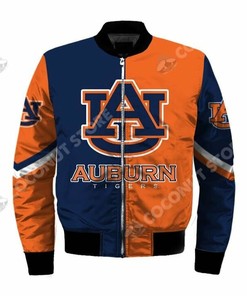 NCAA Auburn Tigers Orange Navy Blue Bomber Jacket V2