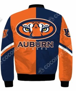 NCAA Auburn Tigers Orange Navy Blue Bomber Jacket V2