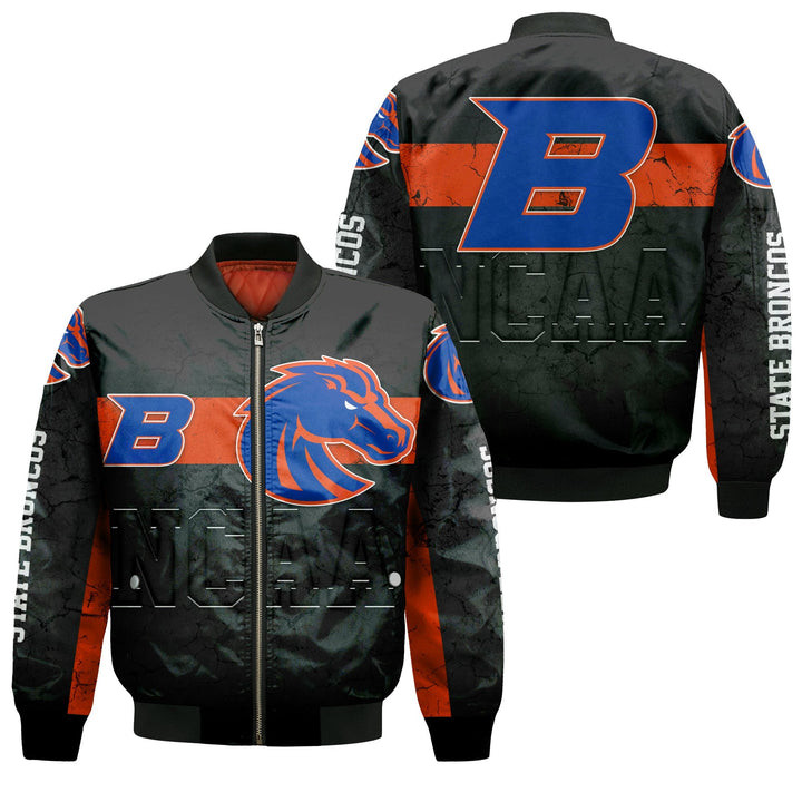NCAA Boise State Broncos Black Orange Bomber Jacket