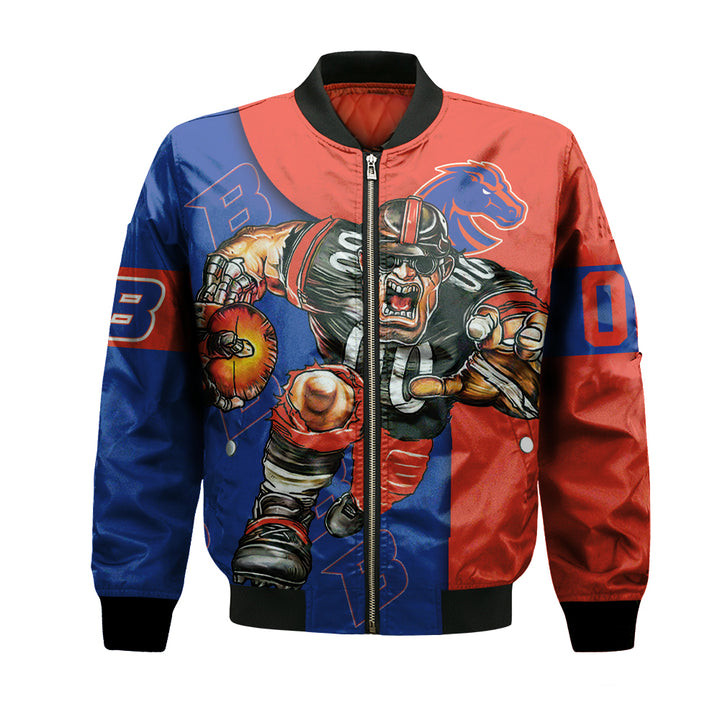 NCAA Boise State Broncos Custom Number Blue Orange Bomber Jacket