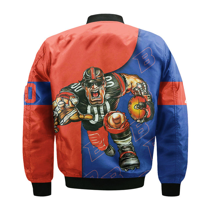 NCAA Boise State Broncos Custom Number Blue Orange Bomber Jacket