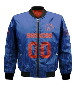 NCAA Boise State Broncos Custom Text Number Blue Ombre Bomber Jacket