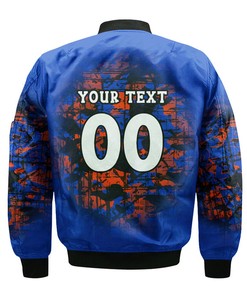 NCAA Boise State Broncos Custom Text Number Blue Orange Camo Vintage Bomber Jacket