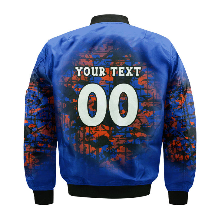 NCAA Boise State Broncos Custom Text Number Blue Orange Camo Vintage Bomber Jacket
